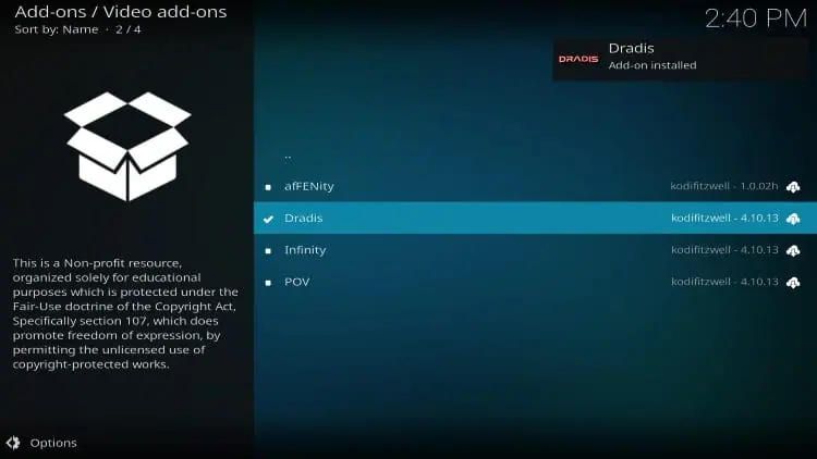 Dradis Kodi Addon
